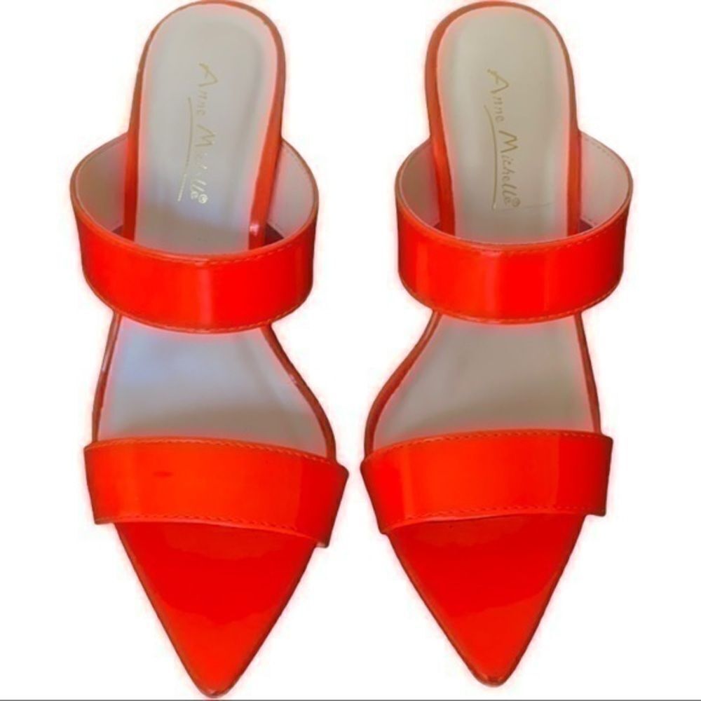 Anne Michelle bright neon orange pumps size 7